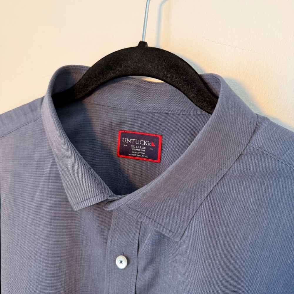 UNTUCKit Orville Wrinkle Free Long Sleeve Button Up Shirt Blue Casual Office XXL - Picture 4 of 13